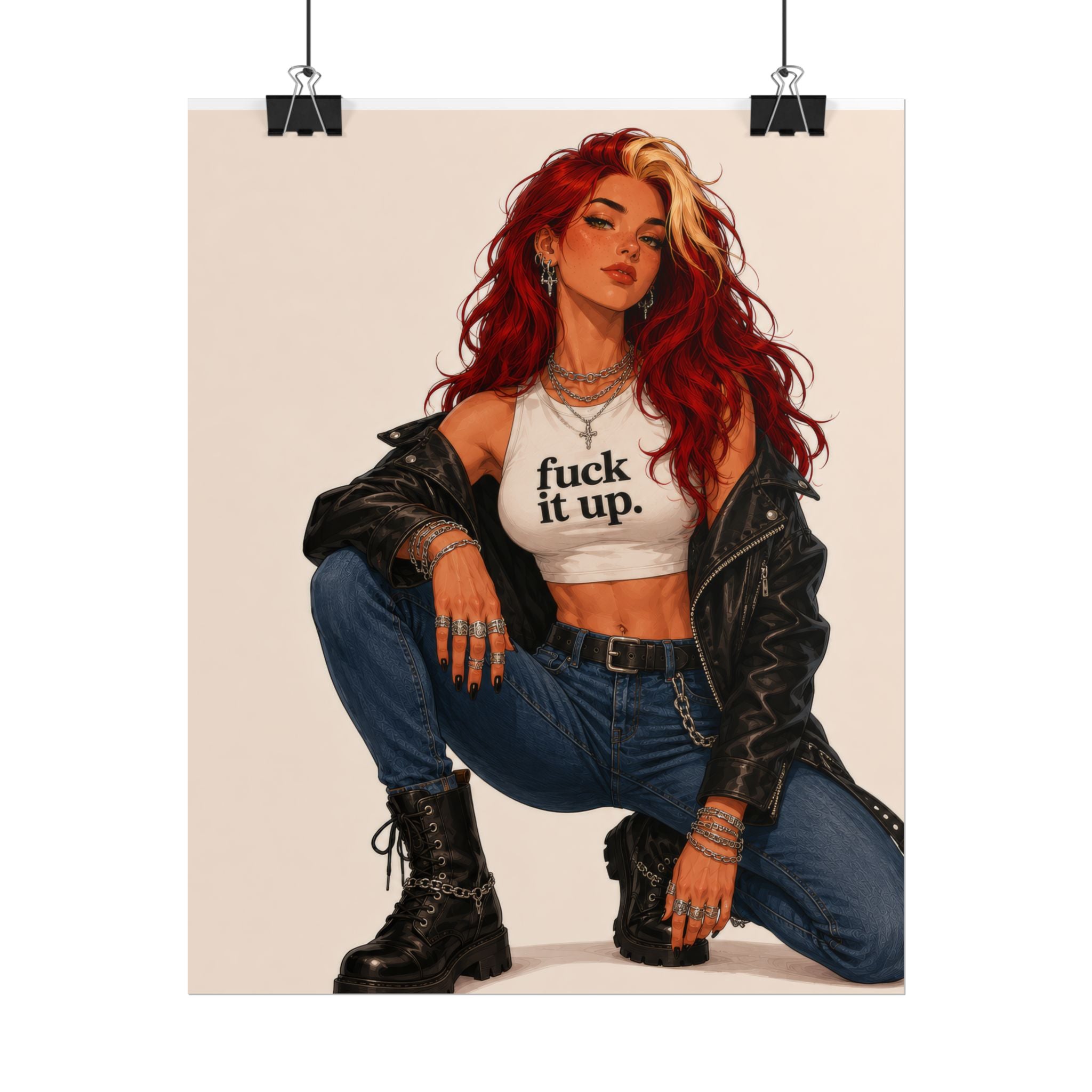 Rolled Poster — 'fuck it up.' Edgy Redhead Illustration Art Print