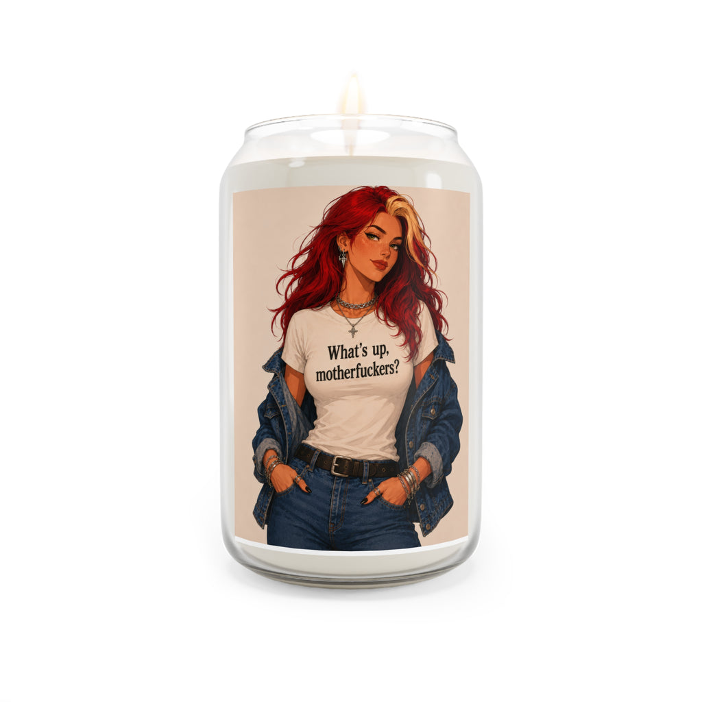 Soy Scented Candle — Redhead Graphic with 'What's up' Tee (13.75 oz)
