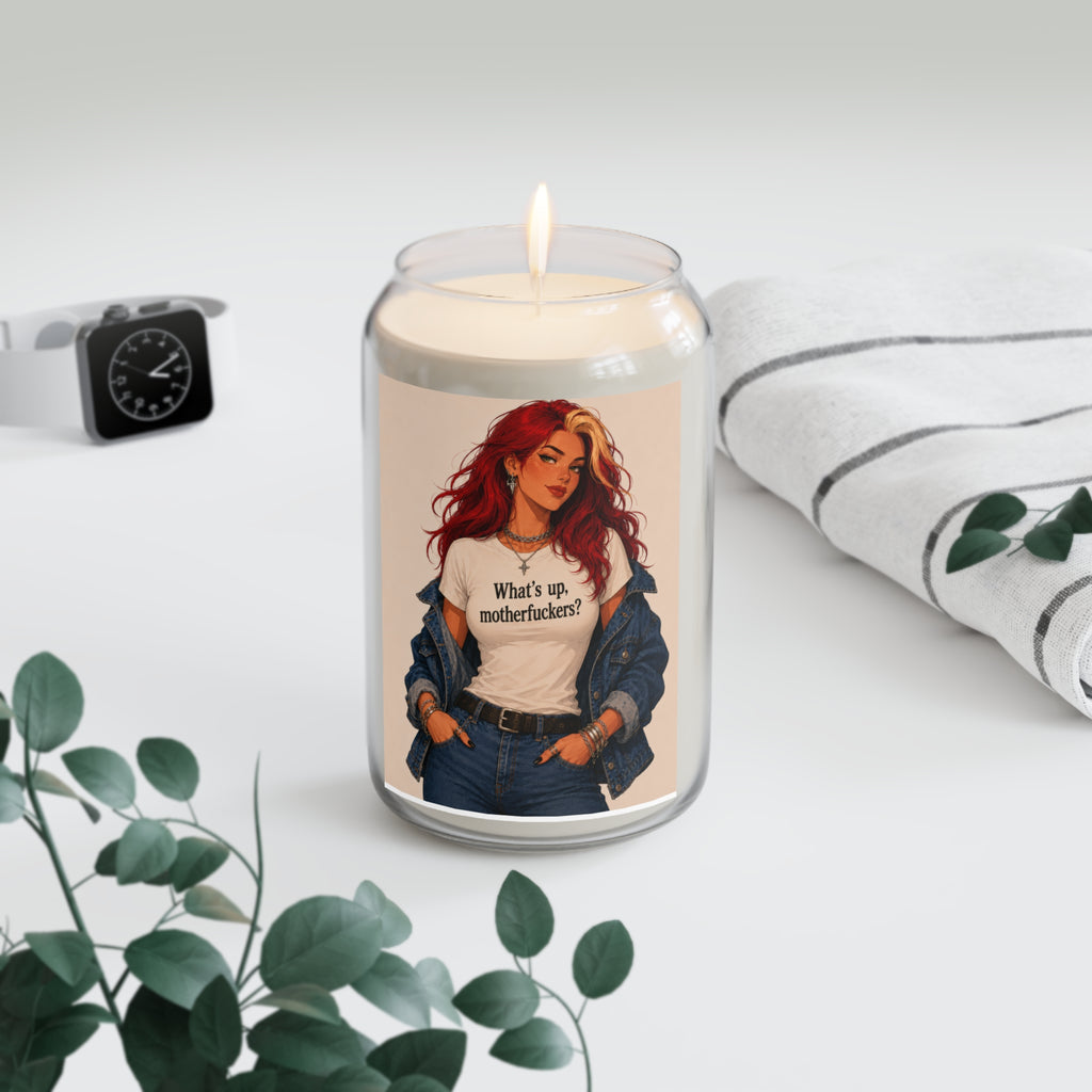 Soy Scented Candle — Redhead Graphic with 'What's up' Tee (13.75 oz)