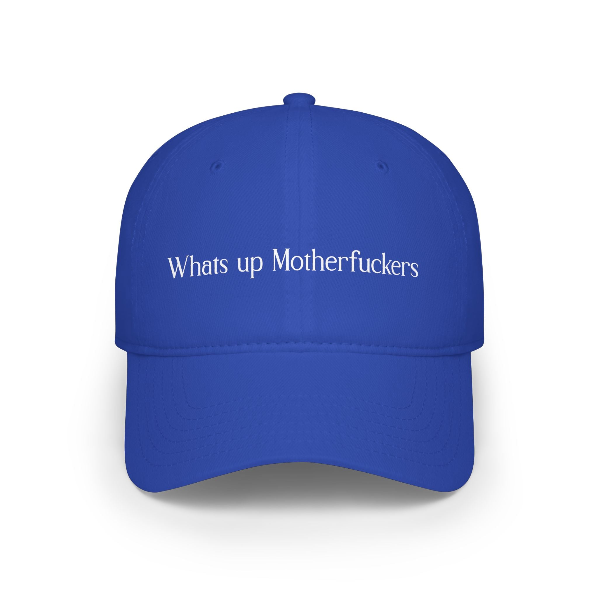 Embroidered 'Whats up Motherfuckers' Low Profile Baseball Cap - Dark Green