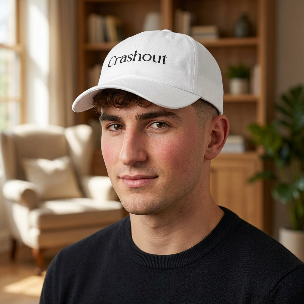 Crashout Embroidered Dad Cap - Minimal White Baseball Hat