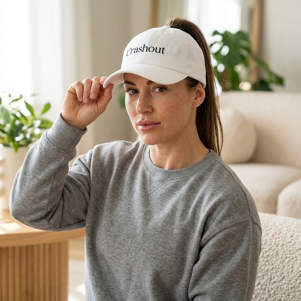 Crashout Embroidered Dad Cap - Minimal White Baseball Hat