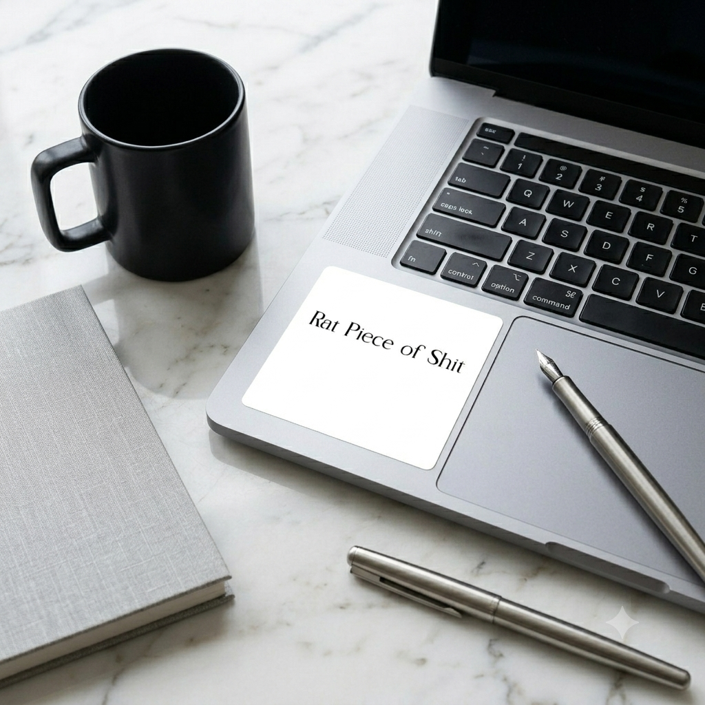 Square Sticker — "Rat Piece of Shit" Minimalist Sarcastic Decal