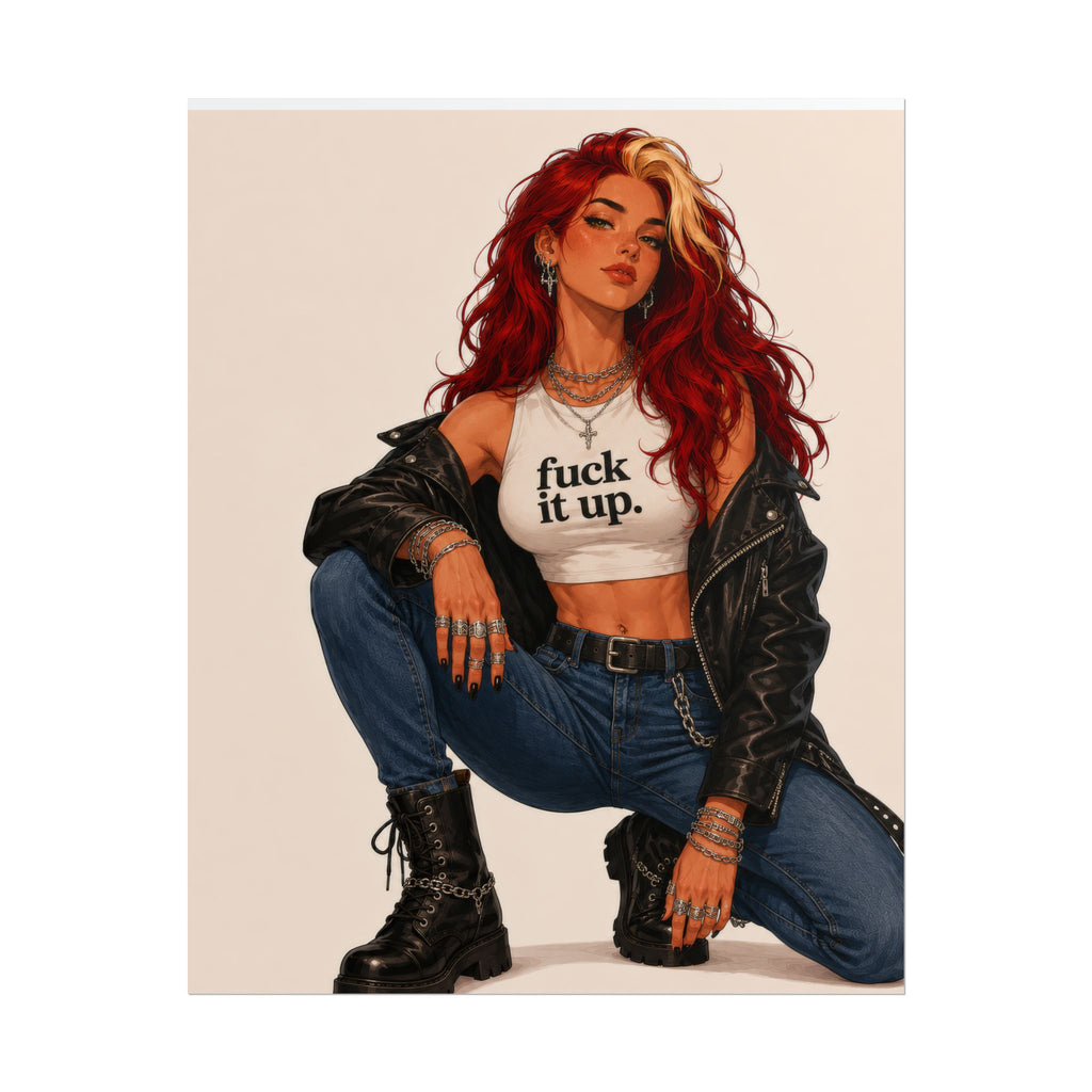 Rolled Poster — 'fuck it up.' Edgy Redhead Illustration Art Print