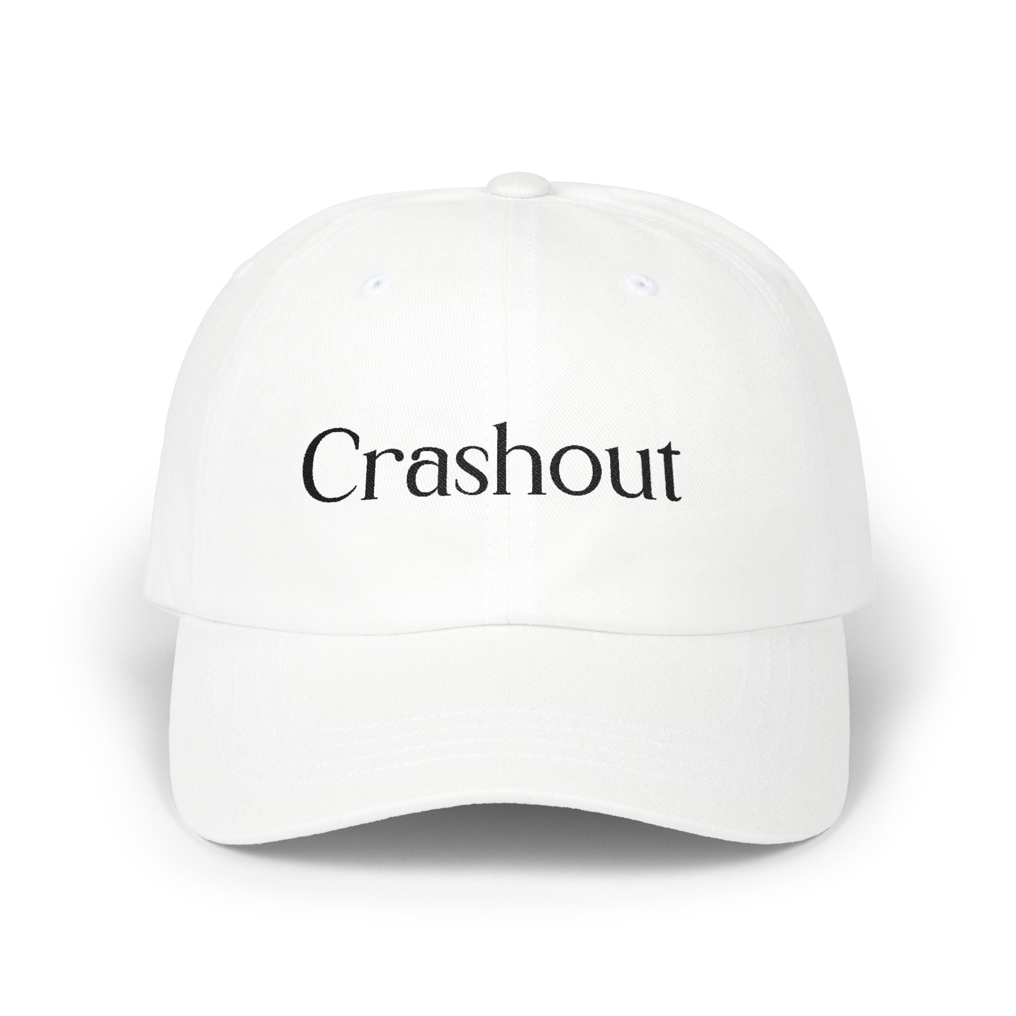 Crashout Embroidered Dad Cap - Minimal White Baseball Hat
